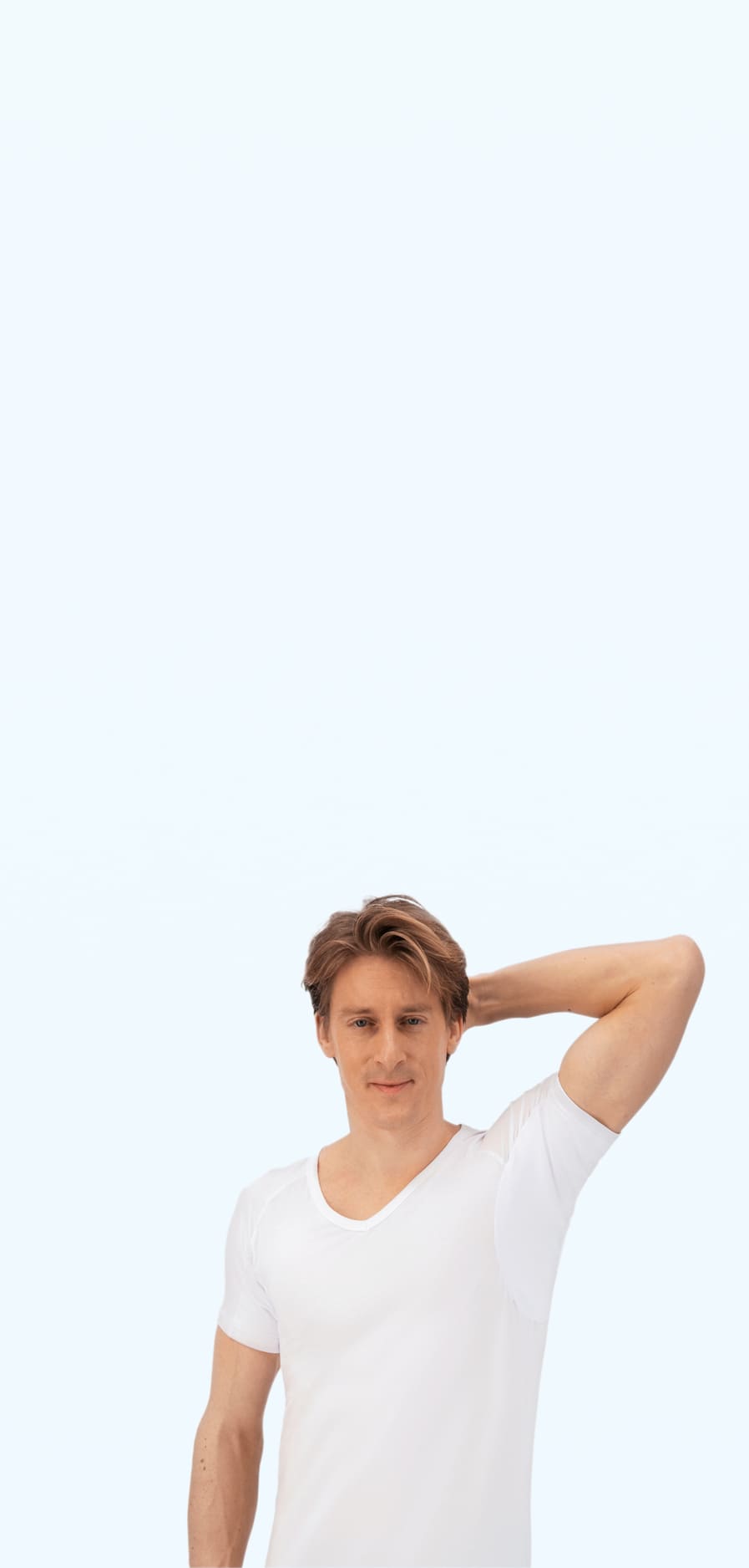 t-shirt, vee hals, man, korte mouwen, wit