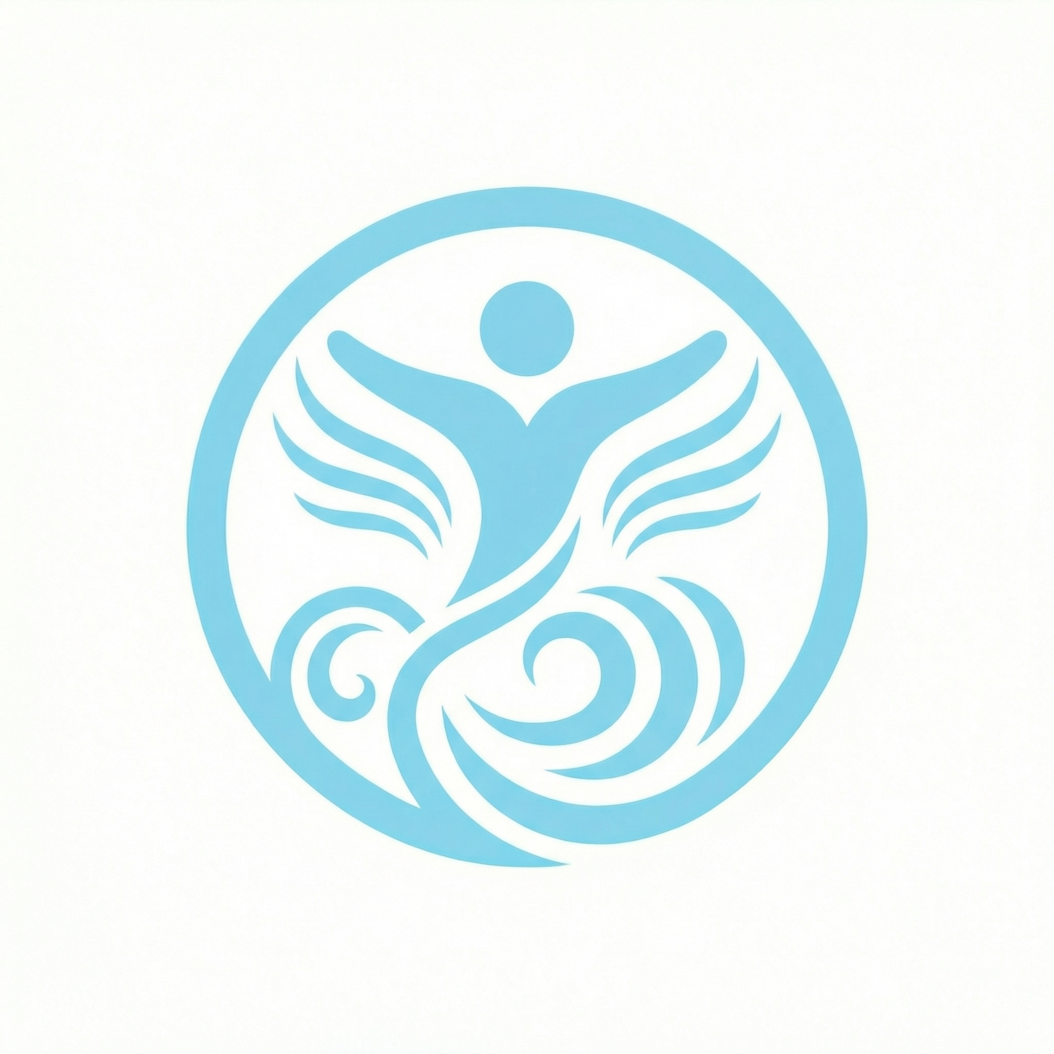 logo, blauw, cirkel, vleugels, abstract
