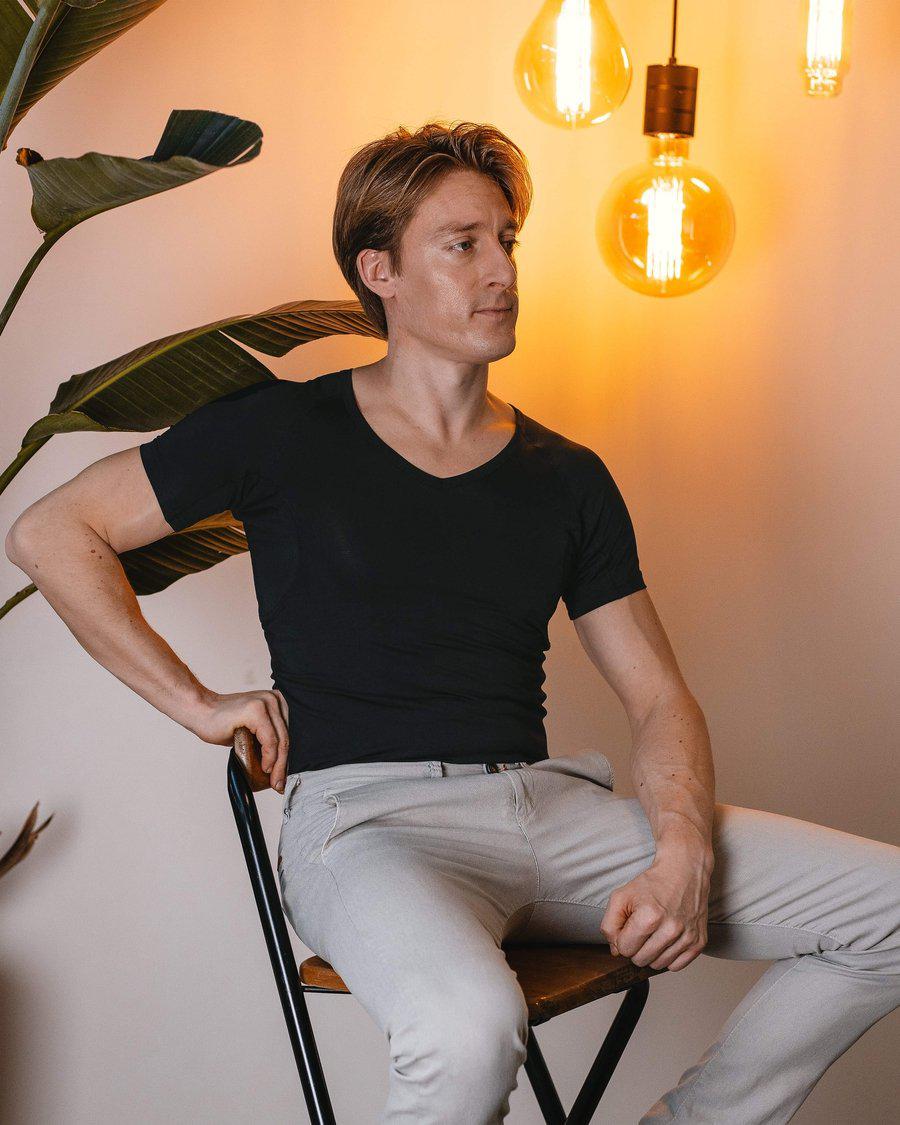 t-shirt, korte mouwen, zwart, man, slim fit