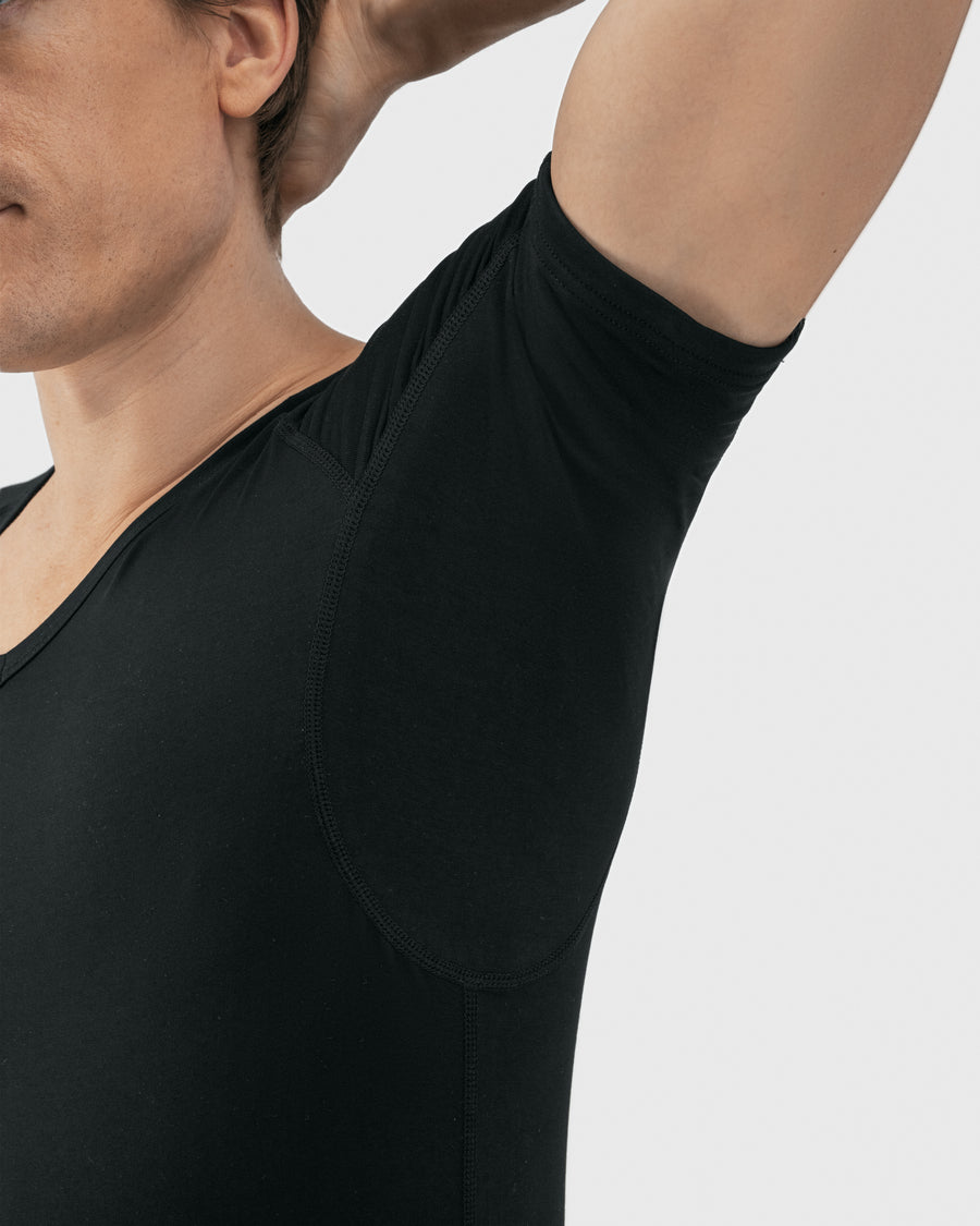 zwart, t-shirt, korte mouwen, rond hals, basisshirt